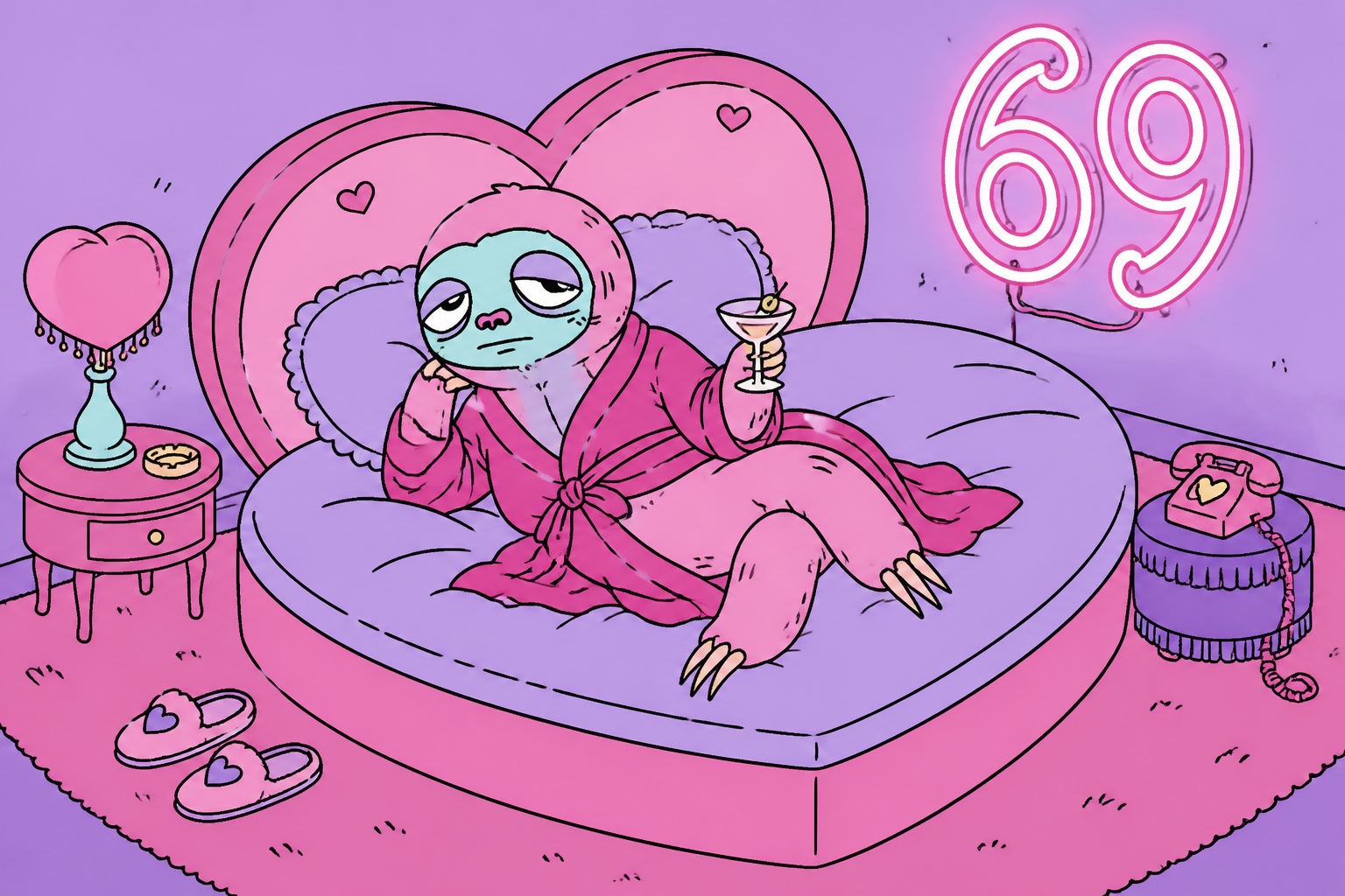 Explicit 18+ artwork with the pink character