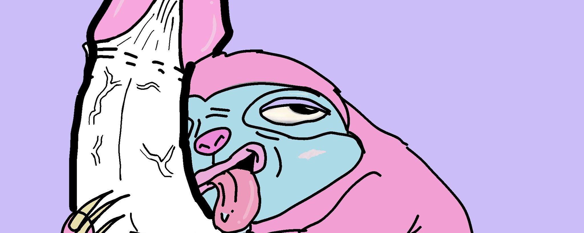 Pink sloth in a provocative scene